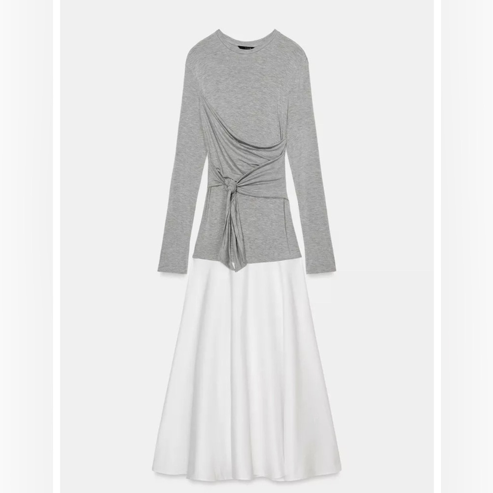Zara Gray Tie Front Dress